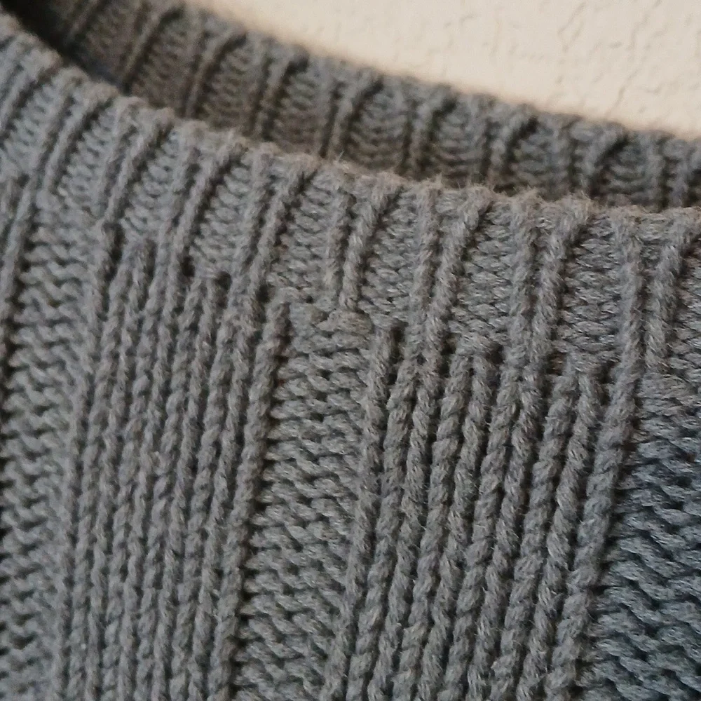 Vintage 90s Ralph Lauren Polo Jeans Thick Gray Ribbed Sweater With American Flag - Picture 5 of 5